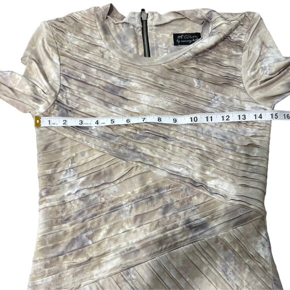 Torn by Ronny Kobo Women's Dress Pleated Patterned Long Sleeve Gray Beige Small - Picture 5 of 8